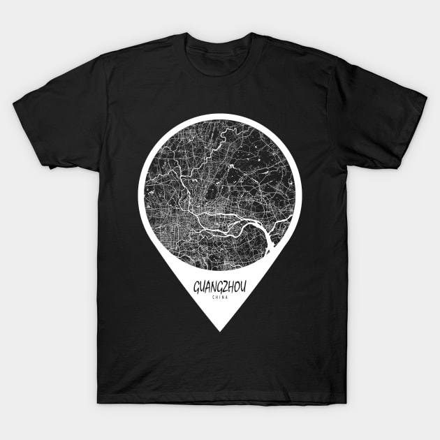 Guangzhou, China City Map - Travel Pin T-Shirt by deMAP Studio